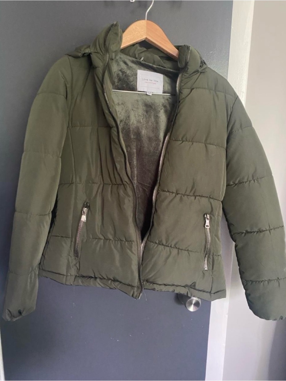 OTTO Olive Quilted Hooded Puffer Jacket